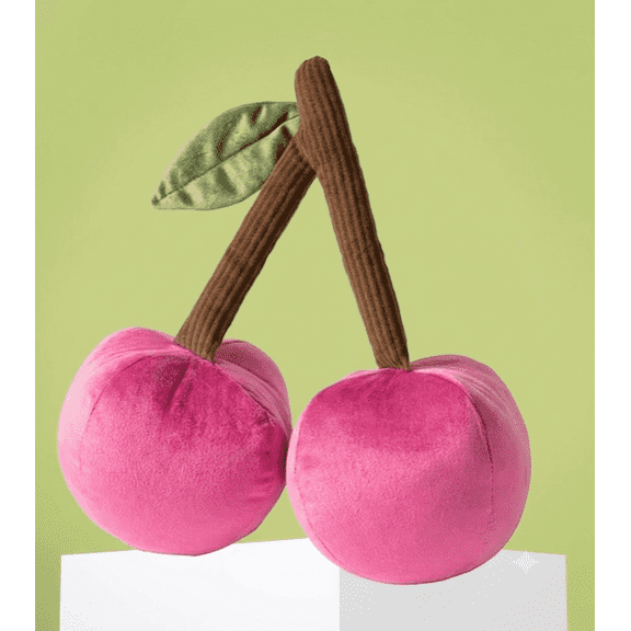 Phantoscope Soft Cherry Shaped Throw Pillow, 3D Fruit Decorative Plump Cushion for Kids Room, Nursery, Couch & Bed, 12-Inch Pink, 1-Pack