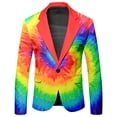 thumbnail image 4 of ASFGIMUJ Men's Rainbow Print Suit Set Colorful Pride Blazer and Pants 2-Piece Festival Party, 4 of 6