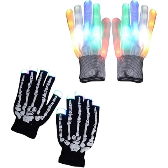2026 New LED Rave Glove, 7 Colors Light Show Light up Finger Gloves for Gloving, Lighting Flashing Mittens(c d)