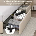 thumbnail image 4 of VECELO Full Size Bed Frame with 4 Storage Drawers, Modern Upholstered Platform Bed Frame with Adjustable Headboard, No Box Spring Needed, Beige, 4 of 10