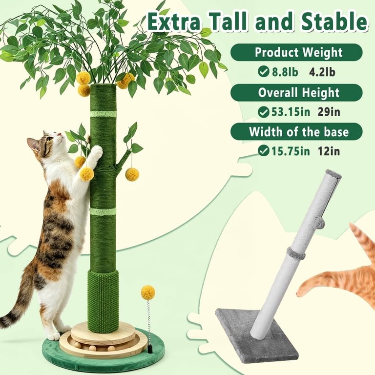 Zalalova 53" Extra Tall Cat Scratching Post with Interactive Toys photo 2
