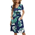 thumbnail image 2 of IROINNID Summer Beach Dresses For Women Casual Short Sleeve Loose Printing Slim Pocket Buttons V-Neck Vacation Dress Cheap, 2 of 8