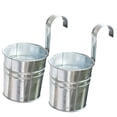 thumbnail image 1 of OULII Silver Iron Bucket Flower for Gardening Storage Durable Easy Clean Small Size 2pcs, 1 of 5