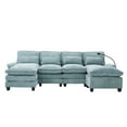 thumbnail image 6 of UNITED WE WIN 106" U-Shaped Sectional Sofa in Mint Blue Chenille: Cloud Couch, 4-Seat Modular Sleeper with Chaise, Storage Ottoman, USB Ports, Side Pockets for Living Room, 6 of 16