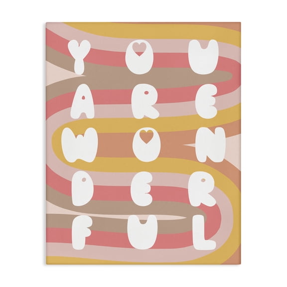 Stupell Industries Eclectic You Are Wonderful Phrase Children's Retro Rainbow Pattern Canvas Art, 16 x 20, by Lil' Rue