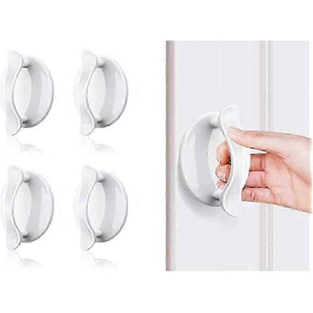 Paquete de 4 tiradores de puerta de plástico ABS blanco con adhesivo para puertas, ventanas, armarios y cajones.