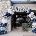 thumbnail image 3 of high qualityGraduation Decorations Class of 2024, Navy Blue & Silver Graduation Party Decor, Balloon Arch Garland Kit Silver Confetti Balloons Congrat, 3 of 5
