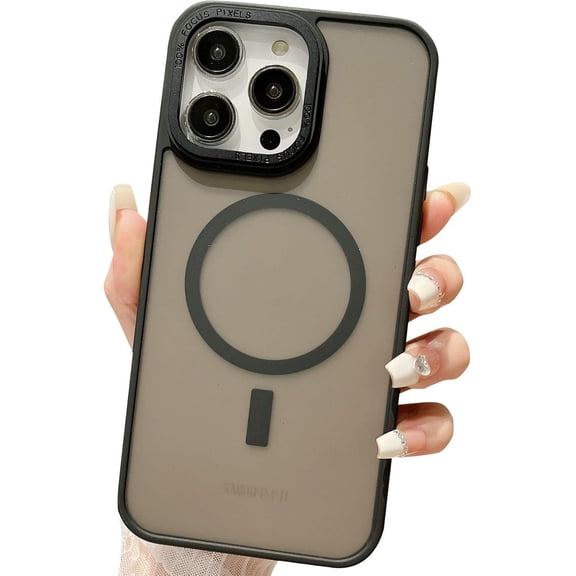 Magnetic Series Designed for iPhone Case,[Compatible with MagSafe][Military Drop & Full Body Protection],Hard PC Bumper Protect Matte Translucent Shockproof Cover (Black,iPhone 13 Pro)