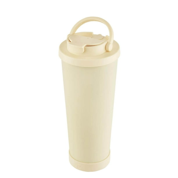 Termo de acero inoxidable con tapa versátil y popote-vier beige 10 x 24.5