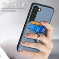 thumbnail image 4 of Allytechgroup Cards Holder Wallet Case for Apple Samsung Galaxy S23, PU Leather Slim Fit Shell Vintage Cards Slots Ring Holder Stand Easy Grip Phone Case for Samsung Galaxy S23, Blue, 4 of 7