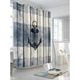 thumbnail image 5 of Navy Blue Nautical Waterproof Fabric Shower Curtain, Coastal Blue Striped Vintage Shower Curtain for Bathroom Curtains Bathtubs Hotel Washable Shower Curtains with 12 Hooks Extra Long 72x96, 5 of 6