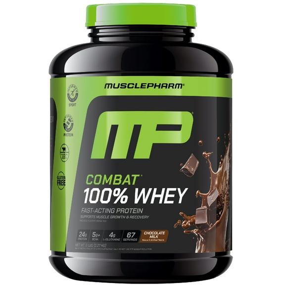 Musclepharm Combat 100% Whey Protein Powder, Chocolate, 25g Protein, 5 Lb
