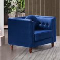 thumbnail image 2 of ViscoLogic Tuxedo Mid Century Tufted Style Fabric Living Room Arm Sofa Chair (Navy Blue), 2 of 5