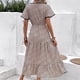 thumbnail image 3 of Gibobby Vestido Casual para Mujer Vestido largo de playa con cuello en V informal con estampado de leopardo para mujer, manga corta, línea A(Beige,M), 3 of 5