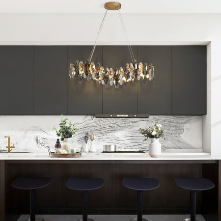 

Modern Crystal 6-Light Chandeliers Island Lights for Kitchen Island - Gold