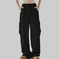 thumbnail image 2 of Pantalones cargo casuales de pierna ancha con cordón para hombre - Talla grande, corte holgado, estilo urbano, 2 of 4