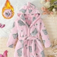 thumbnail image 2 of Tisuna Toddler Girls Boys Pajamas Dinosaur Print Long Sleeve Cute Ear Hooded Robe Warm Cute Autumn Winter Kids Robe Sleepwear Pink Size 4-5 Years, 2 of 8