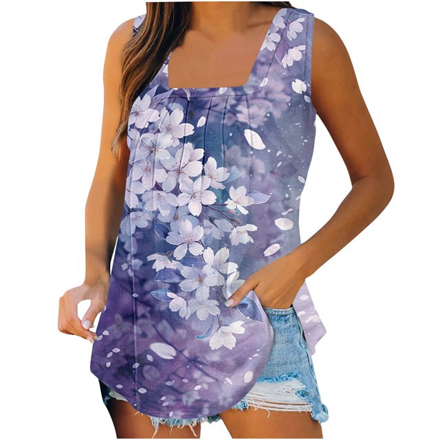 Puntoco Camisetas ajustadas para mujer Camiseta holgada cómoda con estampado de moda para mujer Top sin mangas