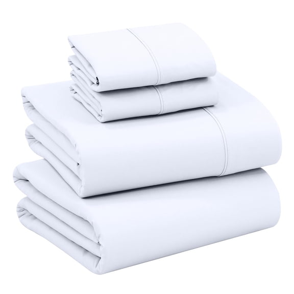 RUVANTI 100% Cotton Sheets – Full Size Percale Bedding, Cooling & Breathable, Durable with a Crisp, Soft & Comfortable Feel, 16" Deep Pocket, 4-Piece Set, Bright White