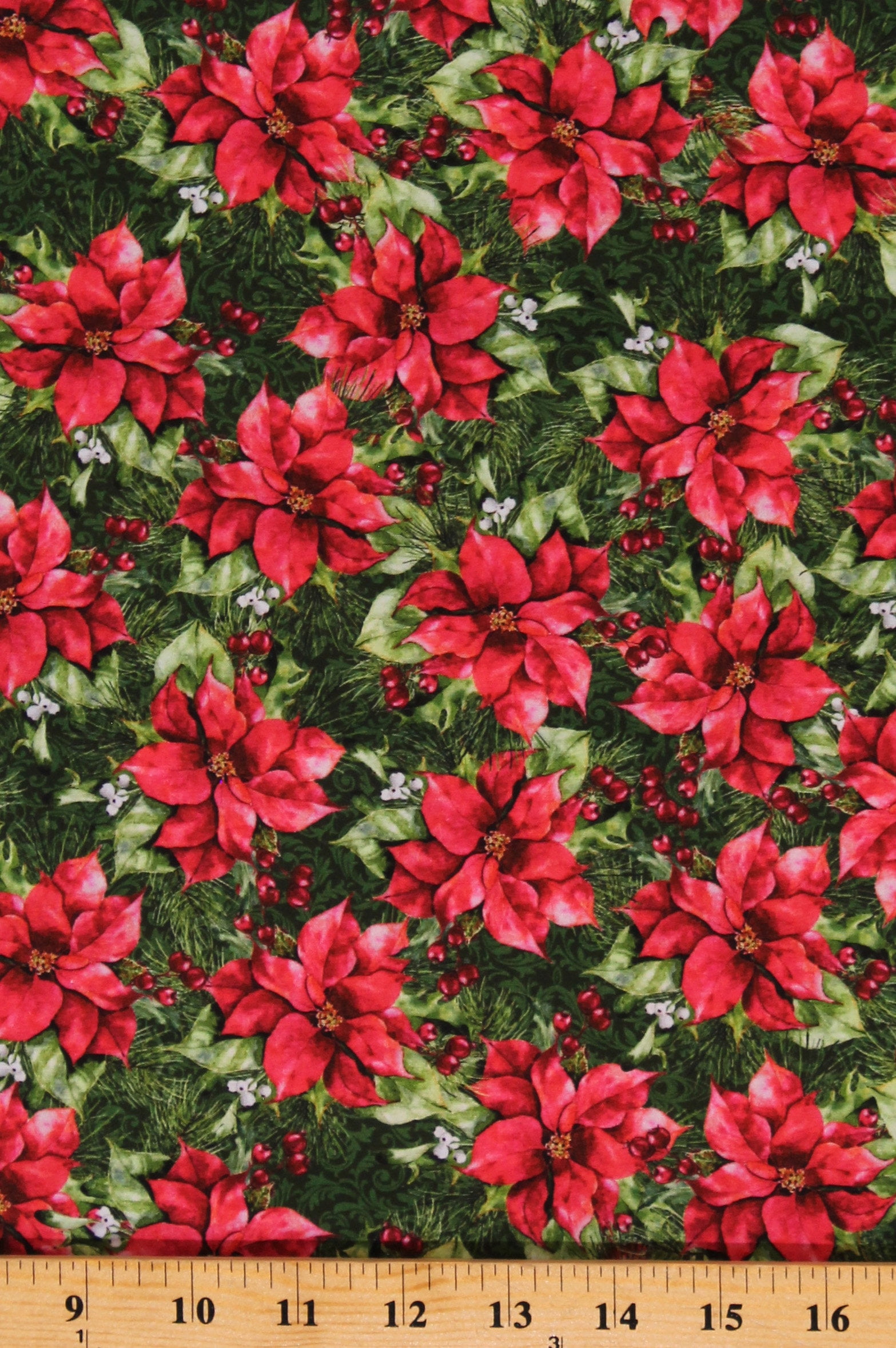 Cotton Poinsettias Flowers Berries Christmas Holiday Floral A Poinsettia Winter Jason Yenter
