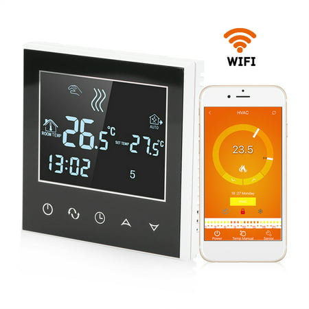 Yosoo Wireless Thermostat, Heating Thermostat,Programmable WiFi Wireless Heating Thermostat Digital LCD Touch Screen App (Best Wireless Room Thermostat)