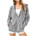 thumbnail image 1 of MeetoTime Veste Sweat à Manches Longues pour Femmes Automne Tendance Décontractée à Capuche Zippée avec Poches, 1 of 6