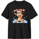 thumbnail image 2 of Camisetas de algodón para hombre con dibujos animados de ciervos navideños con pose linda, camisetas casuales básicas de cuello redondo, camisetas de manga corta., 2 of 6