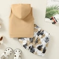 thumbnail image 4 of Kucnuzki 18 Months Baby Boy Summer Outfits Shorts Sets 24 Months Sleeveless Leaf Prints Patchwork Hoodie Tank Tops Elastic WalkShorts 2PCS Set Khaki, 4 of 8