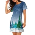 thumbnail image 2 of Fotbe Christmas Trees Pattern Women's Cotton Nightgown Sleepwear Short Sleeves Shirt Casual Print Sleepdress, 2 of 6