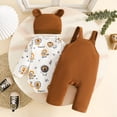 thumbnail image 5 of Staki Baby Sets & Outfits Outfit Newborn Baby Boy Clothes Long Sleeve Bodysuit Shirts Pants Hat 3pcs Clothes Fall 6 12 Months(Brown, 6-12 Months), 5 of 8