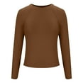 thumbnail image 6 of WCMZJ Womens Long Sleeve Crop Tops Basic Slim Fitted Shirts Casual Fashion 2024 Going Out Y2k Tops Teen Girl Clothes Brown M, 6 of 8