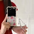thumbnail image 2 of Case for Samsung Galaxy Z Flip 6 with Chain,Kawaii Floral Pattern Shockproof Protective Cover, Anti-Fall Phone Shell for Girls Women (red), 2 of 7