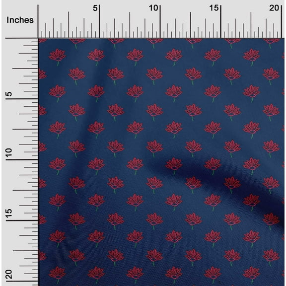 oneOone Organic Cotton Poplin Twill Fabric Floral Block Decor Fabric Printed BTY 42 Inch Wide