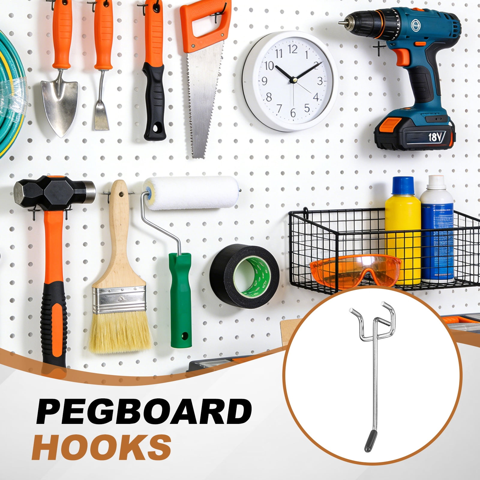 Uxcell 20Pcs Pegboard Hooks, 3.9 in L Shape Pegboard Wall Hook Fit 1" Hole Pegboard 4mm Thick for Wall Organizing