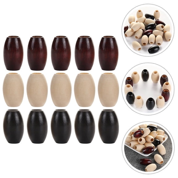BESTOYARD Science Wooden Beads Oval Wooden Beads Dark Brown 30Pcs for Educational Projects