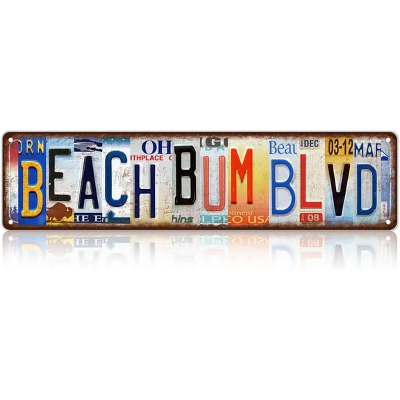 Vintage Beach Bum Blvd Wall Decor Street Signs Metal Tin Signs 16 x 4 Inches
