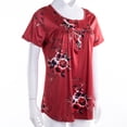 thumbnail image 4 of Inevnen Women's Floral Tunic Tops Casual Blouse V Neck Short Sleeve Buttons Up T-Shirts, 4 of 7