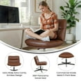 thumbnail image 3 of BizChair Commercial Wide Mid-Back Cognac Padded LeatherSoft Armless Stationary Task Office Chair with Adjustable Height, Swivel Function, and Black Frame, 3 of 12