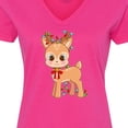 thumbnail image 4 of Inktastic Cute Christmas Reindeer with Christmas Lights Women's V-Neck T-Shirt, 4 of 5