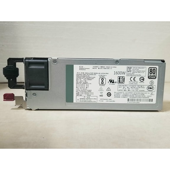 HP POWER SUPPLY 1600W PLATINUM 96% EFFICIENCY FOR DL360 DL380 G10 HSTNS-PR62-HP