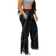thumbnail image 2 of Womens Pants Elastic Waist Solid Rhinestone Pocket Casual Long Pants,Pants for Women Plus Size Black XXXXXL, 2 of 6