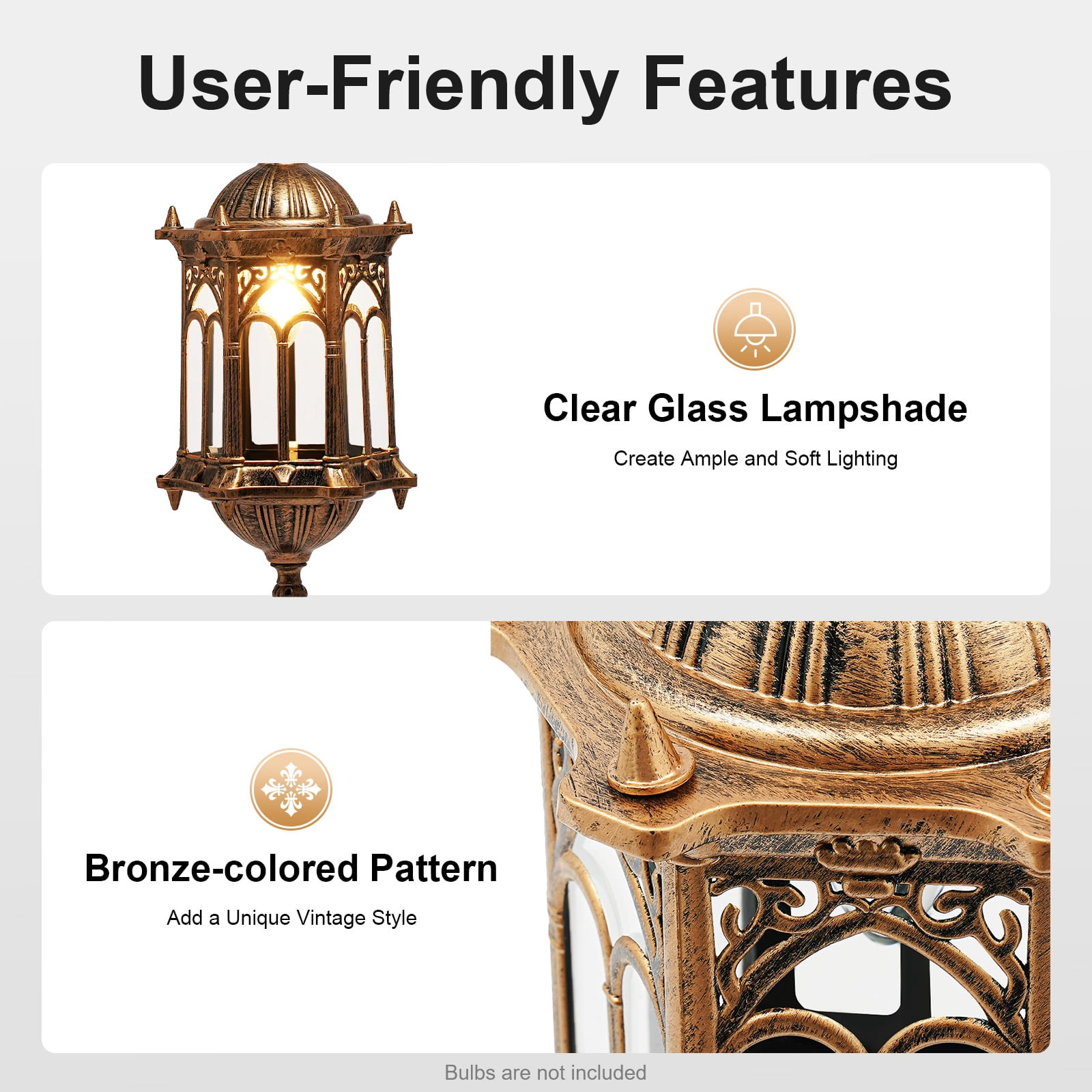 Vintage Outdoor Pendant Light, Waterproof Bronze Lantern Ceiling Fixture, E27 Bulb Compatible for Porch, Patio, Balcony, and Yard
