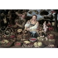 thumbnail image 2 of Campi, Vincenzo 14x11 Black Ornate Wood Framed with Double Matting Museum Art Print Titled - A Fruit Cuisine and Vegetable Cuisine Stall in an Orchard, 2 of 4