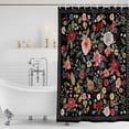 thumbnail image 4 of Watercolor Flowers Waterproof Fabric Shower Curtain,Farmhouse Floral Vintage Black Waterproof Fabric Shower Curtain for Bathroom Curtains Bathtubs Hotel Shower Curtains with 12 Hooks Stall 48x72in, 4 of 8