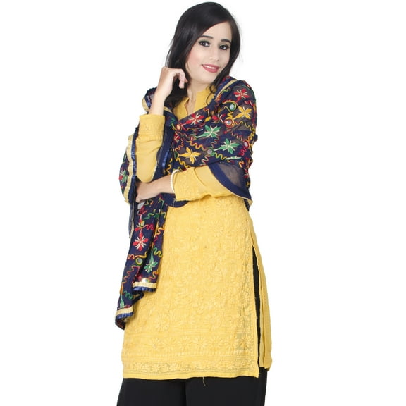 Chandrakala Dupattas for Women Soft Lightweight Chiffon Dupatta Shawl Scarf Wrap Chunni,Navy blue (D225NAV)