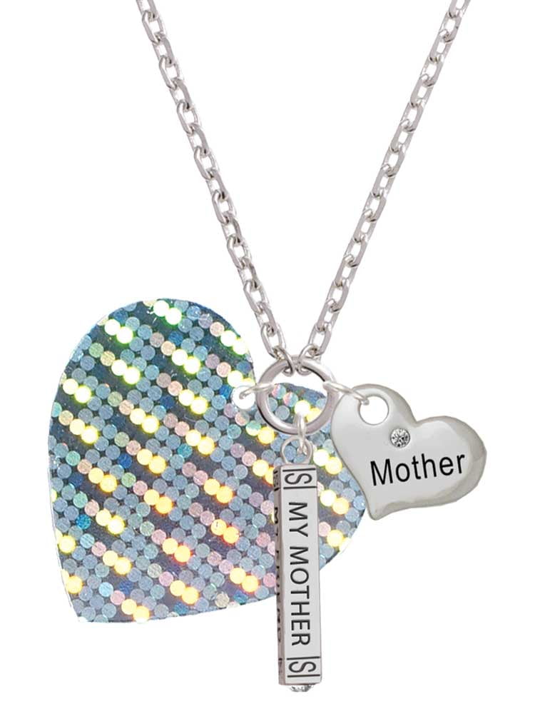 Delight Jewelry Acrylic Large Hologram Heart Always My Mother Bar Zoe Necklace