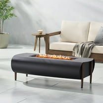 Jesse Resin Outdoor 50,000 BTU Rectangular Fire Pit (No Tank Holder), Dark Gray and Wood Pattern