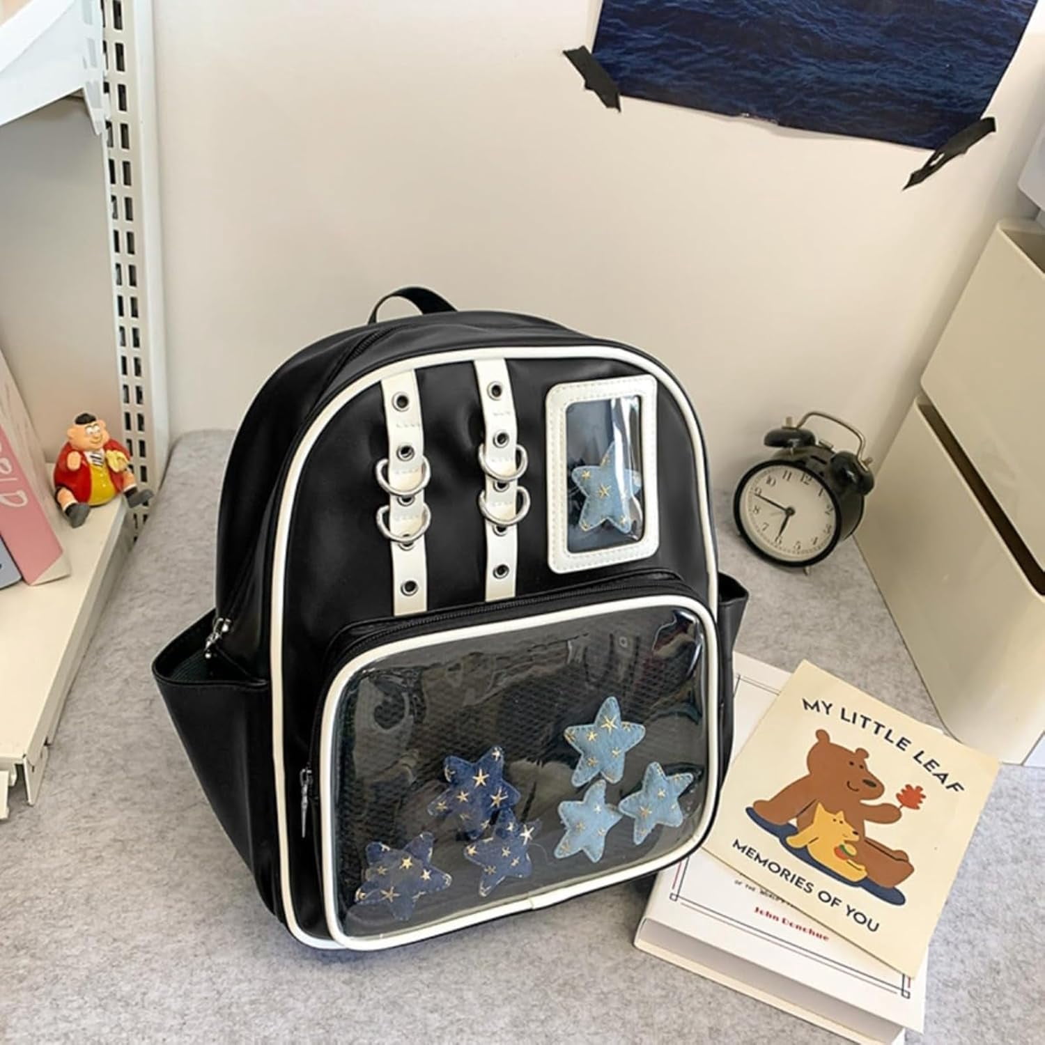 SPEKSEE Kawaii PU Ita Bag with Pin Display Y2K Women Badge Display Backpack, Suitable for Anime Exhibitions