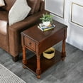 thumbnail image 5 of JESONVID Narrow Open End Table with Drawer, Solid Wood Side Table 2-Tier Skinny Table with Storage Shelves Slim Nightstand Small Sofa End Table for Living Room Bedroom-Mahogany 004DWA, 5 of 8