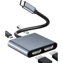 USB C Dual HDMI Adapter, 2 Monitor Splitter, USB C Hub for Dual HDMI Docking Station for Laptops and Monitors